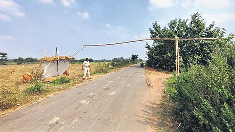 Check post of Chhattisgarh police in a bordering area of Chandahandi block
