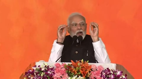 Prime Minister Narendra Modi addressing a meeting in Andhra Pradesh. (Photo | Video screengrab)