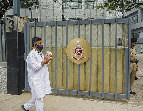 Karnataka Congress President DK Shivakumar arrives at the Enforcement Directorate office in New Delhi. (File Photo | PTI)