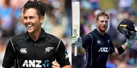 Trent Boult,(L) Martin Guptill.(File Photo | PTI,AFP)