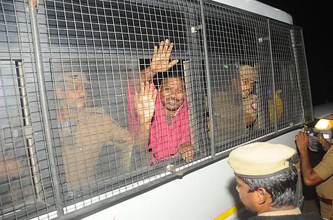 Robert Payas, one of the convicts in Rajiv Gandhi assassination case, after his release from jail following the Supreme Court order. (Photo | Express)