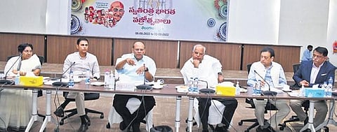 Chief Secretary Somesh Kumar makes a point during the meeting on Wednesday