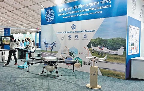 A stall by the Council of Scientific and Industrial Research at the Bengaluru Tech Summit 2022 on Thursday | Express