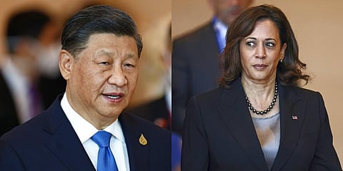 Chinese President Xi Jinping and U.S. Vice President Kamala Harris. (File Photo | AP)
