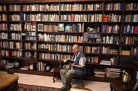 TJS George and his world of books. (File photo | EPS)
