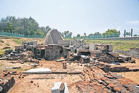 Liquor bottles were found littered around the stone boulders in the neglected excavation site at the Murugan temple near Mahabalipuram | Shiba Prasad Sahu