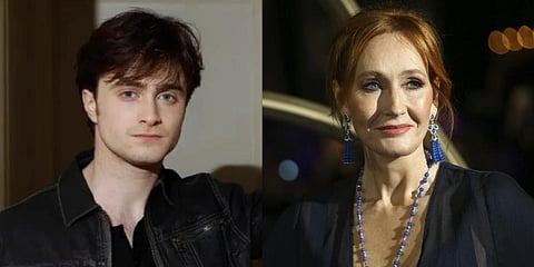 Harry Potter star Daniel Radcliffe and writer JK Rowling.
