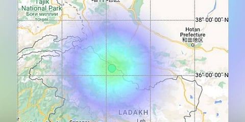 Earthquake of magnitude 4.3 ccurred at a location, 191km north of Kargil, Laddakh. (Photo | PTI)