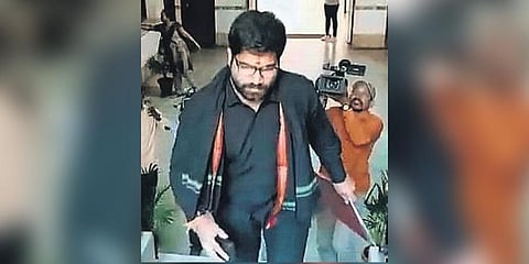  V Harish, PA to State Minister Talasani Srinivas Yadav, appears for questioning in Hyderabad on Monday 