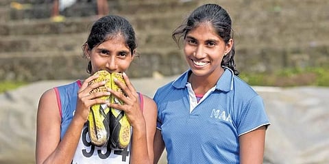 Aleena Maria John and Anitha Maria John will be competing together in the 400m race at the Ernakulam Revenue District School Sports Meet on Tuesday. (Photo | A Sanesh, EPS)