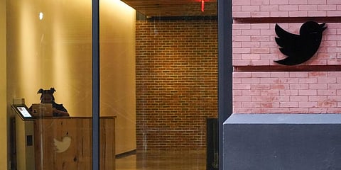 Twitter is now more about Elon Musk than Twitter: The lobby of the building that houses the Twitter office in New York. (Representational Image/ Photo | AP)