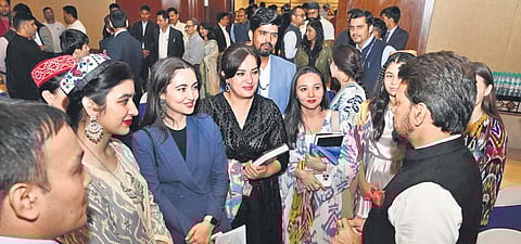 Anurag Thakur interacts with the youth delegation in New Delhi on Tuesday |Twitter