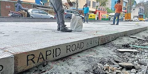 The rapid road work being carried out on Old Madras Road | express