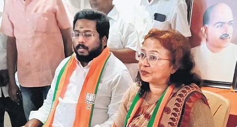 BJP’s OBC wing leader Surya Siva and its minority wing leader Daisy Saran