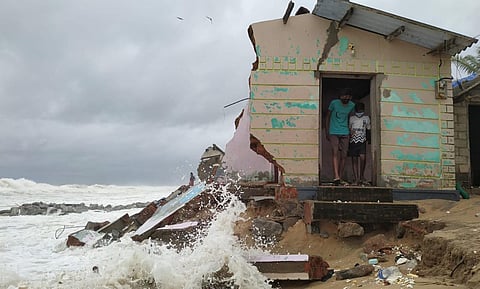 The award winning photograph of TNIE News Photographer BP Deepu, 'Between Sea & Peril' speaks for itself on the plight of people at Anchuthengu in Kerala who suffer the ravages caused by sea erosion.