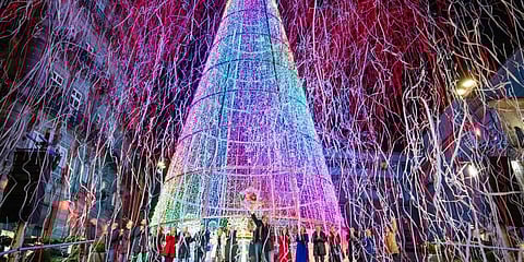 Local authorities inaugurate the Christmas lighting in the streets of Vigo, Spain. (Photo |AP)