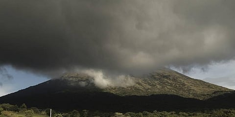 Clouds and gasses surround the Chaparrastique volcano in San Jorge, El Salvador.(Photo | AP)