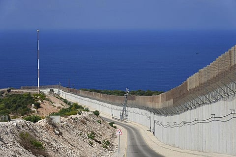The border wall runs between Israel and Lebanon with the Mediterranean Sea in the distance, in Rosh Hanikra, Israel, Oct. 14, 2022. (File Photo | AP)