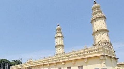 A file phote of police guarding Srirangapatna Jama Masjid