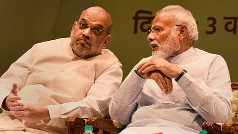Home Minister Amit Shah with Prime Minister Modi. (File Photo | PTI)