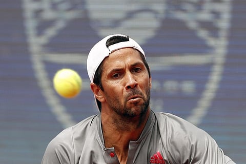 Fernando Verdasco of Spain returns a ball to Alex Molcan of Slovakia during their tennis match at the Belgrade Open tennis tournament in Belgrade, Serbia, May 27, 2021. (Photo | AP)