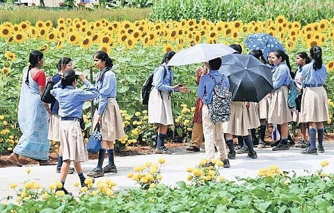 Students have a field day at the inaugural of Krishi Mela at the University of Agricultural Sciences on Thursday | Vinod Kumar T