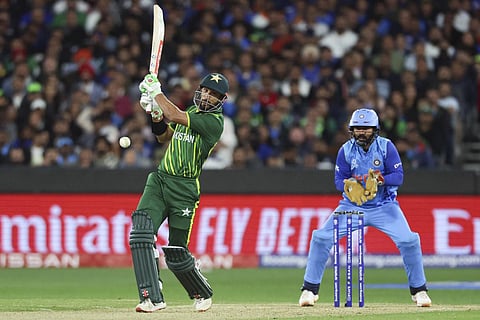 Pakistan's Shan Masood bats during the T20 World Cup cricket match between India and Pakistan in Melbourne, Australia, Sunday, Oct. 23, 2022. (Photo | AP)