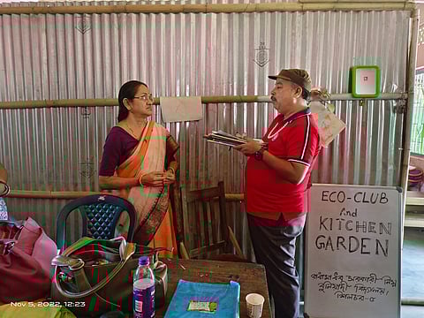 The machete-wielding Assam headmaster can be seen on the right in this photo.(Special Arrangment)