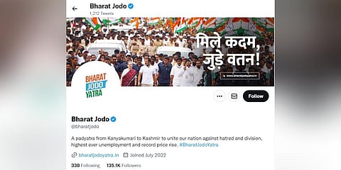 The Twitter account of Congress' mass movement Bharat Jodo Yatra.