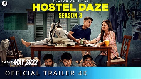 Poster of the popular comedy-drama series 'Hostel Daze' which is set to return on Prime Video with its third season. (Photo | YouTube)