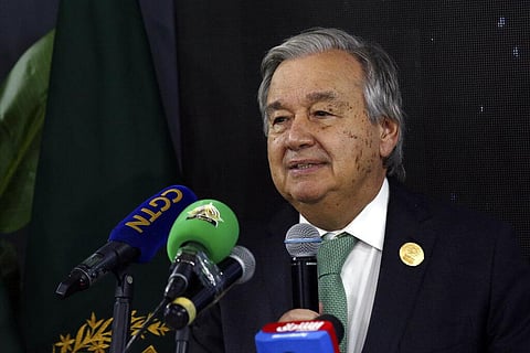 U.N. Secretary-General Antonio Guterres gives a press conference at the 2022 U.N. climate conference, COP27, in Sharm el-Sheikh, Egypt, Nov. 7, 2022. (Photo | AP)