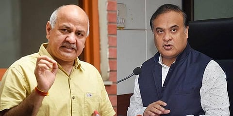Assam Chief Minister Himanta Biswa Sarma, (R), and Delhi’s Deputy CM and AAP leader Manish Sisodia. (File Photo | PTI)