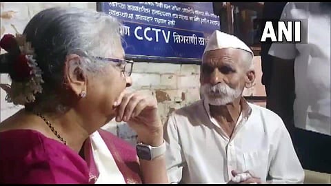 Sudha Murthy with Sambhaji Bhide. (Photo | ANI Twitter)