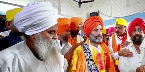 Congress leader Rahul Gandhi at a Guru Nanak Jayanti programme during the ongoing 'Bharat Jodo Yatra' in Nanded district. (Photo | PTI)