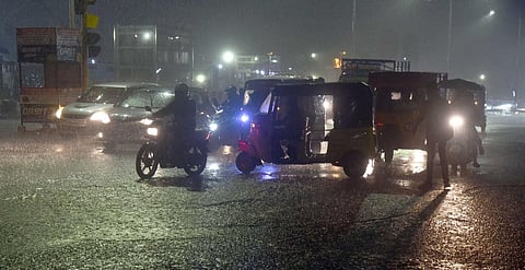 Central railway station witnessed sudden showers on Monday. (Photo | Martin Louis, EPS)
