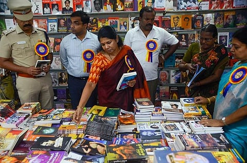 Thoothukudi MP Kanimozhi Karunanidhi inaugurates the book fair in Thoothukudi. (Photo | EPS)