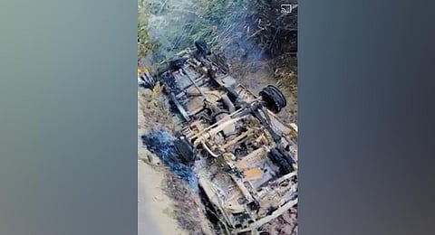 The torched trucks in Mizoram