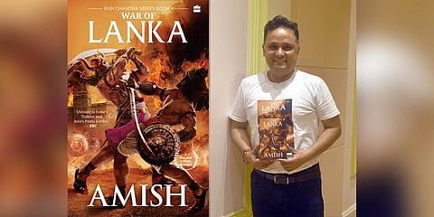 Author Amish Tripathi with a copy of 'War of Lanka' (File photo | Martin Louis, EPS)