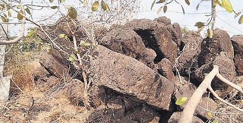 The ‘columnar basalts’ found — close to the Pochera waterfalls in Pochera village of Boath mandal in Adilabad district