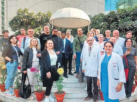 A Russian delegation meets doctors at Sir Ganga Ram Hospital on Sunday