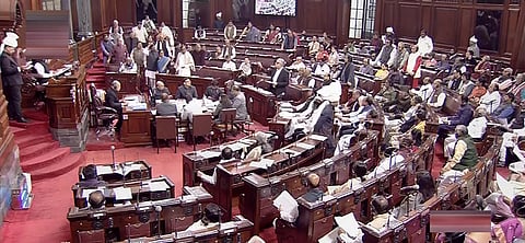 Parliamentarians in the Rajya Sabha during the ongoing Winter Session of Parliament (Photo | PTI)