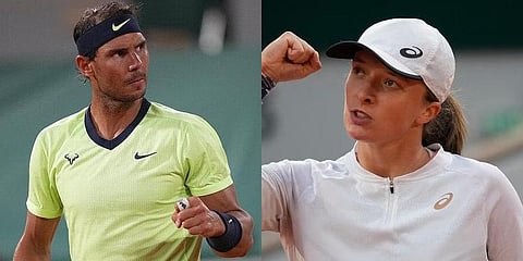 Rafael Nadal and Iga Swiatek.(Photo | File AP)