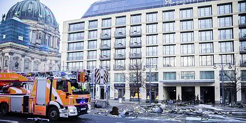Debris lay on the street after a huge fish tank burst at the Seal Life Aquarium in central Berlin, Germany, Friday, Dec. 16, 2022.(Photo | AP)