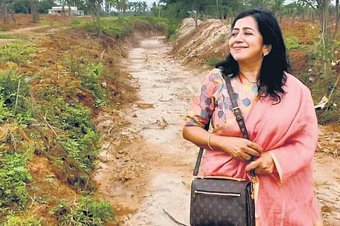 Revathi, a homemaker, developed an interest in landscaping in 1994, which led her to plant saplings and work with creepers, greens and flora. (Photo | Express)