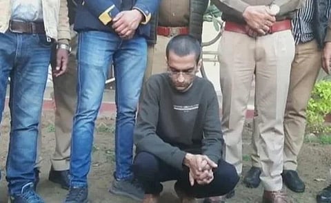 Anuj Sharma (32), alias Achintya Govind Das, allegedly killed his elderly aunt Saroj Sharma (65) by hitting her with a hammer on the head. (Photo | Twitter)