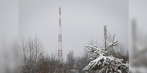 A view of a phone tower of Ukrainian mobile telephone network operator Kyivstar seen, on the outskirts of Kyiv, Ukraine | AP