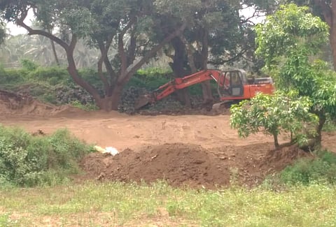 Officials probe sand mining plaint in Mathvarayapuram Panchayat based on farmers' allegation.