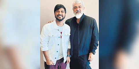 Lyricist Vaisagh with actor Ajith Kumar.