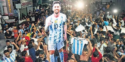 Fans cheer Argentina’s victory in the early hours of Monday in Kochi | A Sanesh