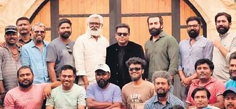 The team of Aadujeevitham, an upcoming Malayalam epic survival drama directed by Blessy.
